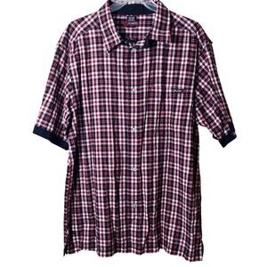 Vintage‎ Mecca USA Plaid Button Down Shirt Mens Large Red Black Streetwear Y2K L